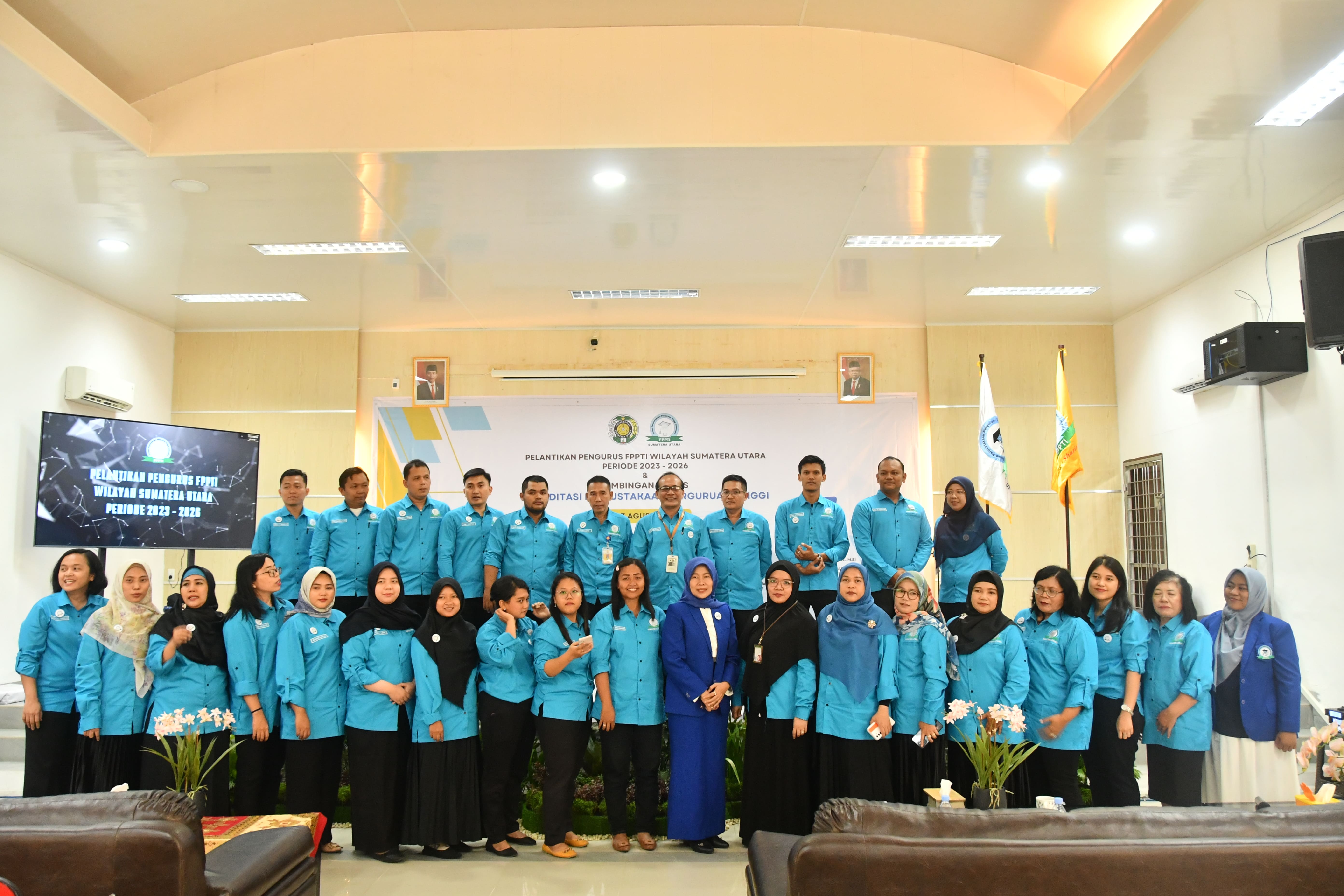 Pelantikan Pengurus Forum Perpustakaan Perguruan Tinggi Indonesia (FPPTI) Wilayah Sumatera Utara Periode 2023-2026 dan Bimbingan Teknis Akreditasi Perpustakaan Perguruan Tinggi